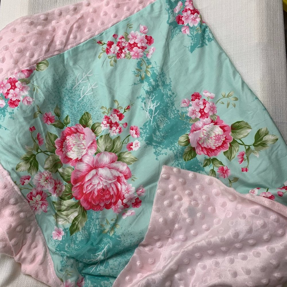 Teal And Rose Minky Blanket